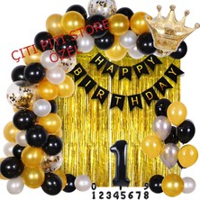 Çıtı Pıtı Store Siyah 1 Rakmlı Kral Taçlı Doğum Günü