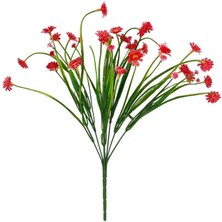 Nettenevime Yapay Çiçek Kırmızı Papatya 7 Dallı Plastik Dekoratif Yapay Bitki