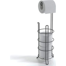 Ayaklı Yedekli Wc Tuvalet Kağıtlık Mat Siyah MG093, Large