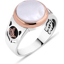 Amberkan Düz Sedef Taşlı Erkek Yüzük