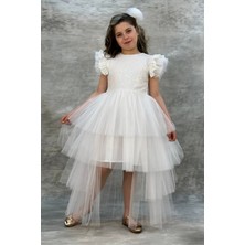 Tarz Çocuk Tütülü Kuyruklu Pul Payet Kız Çocuk Elbisesi