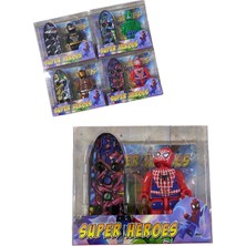 Minecraft Heroes Karakter Kaykaylı LEGO Oyuncak Yenilmezler Kaykaylı  Spider Man Figür LEGO Oyuncak