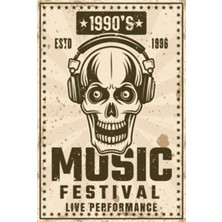 Hayat Poster 1990LAR Müzik Festivali Retro Ahşap Poster