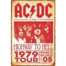 Hayat Poster Ac-Dc 1979 Konser Afişi Retro Ahşap Poster