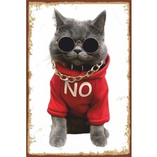 Hayat Poster No Çılgın Kedi Retro Ahşap Poster