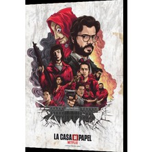 Hayat Poster La Casa De Papel Kolaj Retro Ahşap Poster