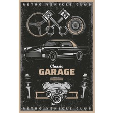 Hayat Poster Retro Klasik Garaj Retro Ahşap Poster