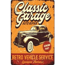 Hayat Poster Klasik Araba Garajı Vintage Tarz Retro Ahşap Poster