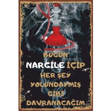 Hayat Poster Nargile Retro Ahşap Poster