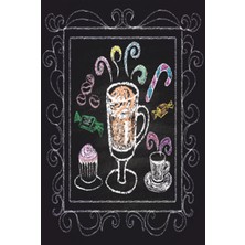 Hayat Poster Kara Tahta Üzerine Içecek Desenleri  Mutfak Retro Ahşap Poster