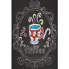 Hayat Poster Kara Tahta Üzerine Renkli Kahve Mutfak Retro Ahşap Poster