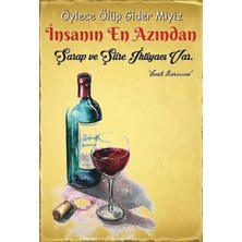 Hayat Poster Şarap ve Şiir Retro Ahşap Poster