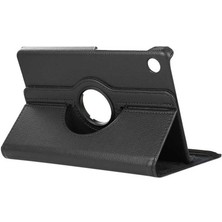 Case 4U Lenovo Tab M10 Plus TB-125F - TB-128F 3. Jenerasyon 360 Derece Dönebilen Standlı Deri Görünümlü Tablet Kılıfı Siyah