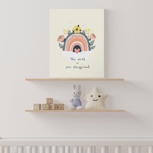 Hediye Sepeti Hediyesepeti Rainbow Floral Tasarımlı Bebek Odası Kanvas Tablo