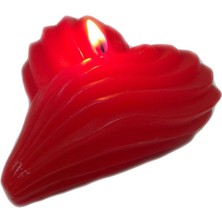 Pandoli Kutulu Kırmızı Renk Lap Şekilli Mum 1 Adet 8 x 3 cm