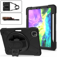 Case 4U Apple iPad Pro 2020 (2.Nesil) Çift Katmanlı Tank Defender Stand Olabilen Askılı Tablet Kılıfı - 11 inç uyumlu Siyah