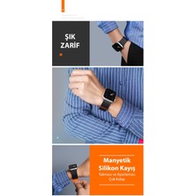 Coofbe Zincir Style Apple Watch 42-44-45MM Için Mıknatıslı Kordon Kayış, Ultra Rahat Yıkanabilir