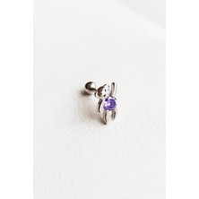 MorMajor Silver Ithal Tekli Mini Aycık Gümüş Piercing Küpe