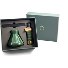 Ojijo London Çubuklu Oda Kokusu 200 ml Mystique Amber Oda Parfümü Yeşil Seramik Pot Kalın Çubuk Set