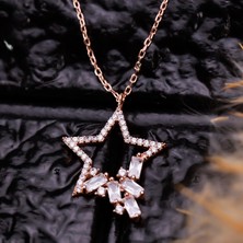 Byes 925 Ayar Gümüş Baget Sarkıntılı Yıldız Kolye