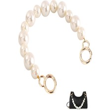 Emtory Home 2 Adet 40CM Krem Inci Boncuklu  Çanta Askısı (Çift Halkalı Dizayn, Yaylı Klipsli)