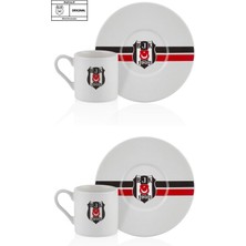 Neva N3423 Beşiktaş Lisanslı Çizgili 2'li Kahve Fincan Takımı Bjk