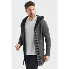 Cool Tarz Erkek Füme Desenli Panço Triko Hırka