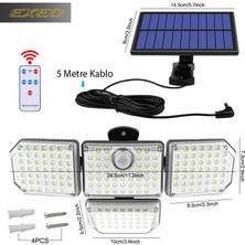 Exeo 181 Cob Solar LED Hareket Sensörlü Kumandalı Su Geçirmez 3 Mod