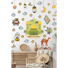 Msticker Ramazan Ayı ve Islami Figürlü Hoşgeldin Ramazan Sticker Seti, Cam Duvar Çocuk Odası Sticker