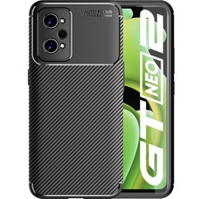 Microcase Realme Gt Neo 2 Maxy Serisi Carbon Fiber Silikon Kılıf - Siyah AL3413