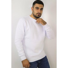 Fbı 95082 Erkek Beyaz Bisiklet Yaka Sweatshirt