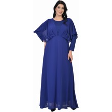 Lilas Xxl Büyük Beden Sax Renkli Likralı Simli Abiye Elbise