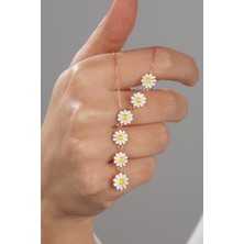 Essare 925 Ayar Gümüş 6'lı Beyaz Papatya Kadın Kolye ESSAKLY605