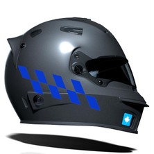 Çınar Extreme Azur Mavi Damalı Kask Motosiklet Sticker Takımı Çınar Extreme