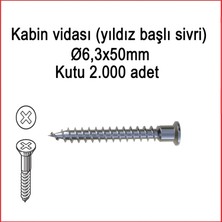 Metal galvaniz Kabin Vidası (Yıldız Başlı Sivri) Ø6,3X50MM 1000 Adet Kargo Bedava