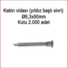 Metal galvaniz Kabin Vidası (Yıldız Başlı Sivri) Ø6,3X50MM 1000 Adet Kargo Bedava