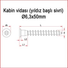 Modilayn Metal Galvaniz Kabin Vidası (Yıldız Başlı Sivri) 06,3 x 50 mm 100 Adet