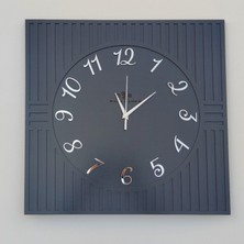 Asse Tasarım Kare Çizgi Desenli Türkçe Rakam Dekoratif 50X50CM Duvar Saati