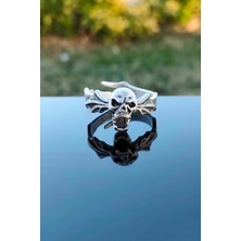 Trend Collection Kanatlı Antik Kurukafa Model Gümüş Kaplama Ayarlanabilir Yüzük