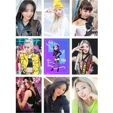 Yuna Itzy  Fotokart 9 Adet Kesilmiş  8*6 cm Pvc Kaplı Süper Hd Kaliteli Baskılı Fotokart