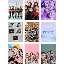 Itzy Kpop Fotokart 9 Adet Kesilmiş  8*6 cm Pvc Kaplı Süper Hd Kaliteli Baskılı Fotokart
