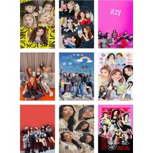 Itzy Kpop Fotokart 9 Adet Kesilmiş  8*6 cm Pvc Kaplı Süper Hd Kaliteli Baskılı Fotokart