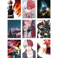 Shoto Todoroki Fotokart 9 Adet Kesilmiş  8*6 cm Pvc Kaplı Süper Hd Kaliteli Baskılı Fotokart