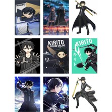 Kirito Alfheim Fotokart 9 Adet Kesilmiş  8*6 cm Pvc Kaplı Süper Hd Kaliteli Baskılı Fotokart