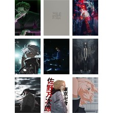 Tokyo Revengers Fotokart 9 Adet Kesilmiş  8*6 cm Pvc Kaplı Süper Hd Kaliteli Baskılı Fotokart