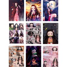 Nezuko Komado Fotokart 9 Adet Kesilmiş  8*6 cm Pvc Kaplı Süper Hd Kaliteli Baskılı Fotokart