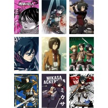 Mikasa Ackerman Fotokart 9 Adet Kesilmiş  8*6 cm Pvc Kaplı Süper Hd Kaliteli Baskılı Fotokart