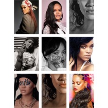 Rihanna Fotokart 9 Adet Kesilmiş  8*6 cm Pvc Kaplı Süper Hd Kaliteli Baskılı Fotokart