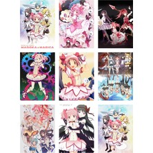 Puella Magi Madoka Magica Fotokart 9 Adet Kesilmiş  8*6 cm Pvc Kaplı Süper Hd Kaliteli Baskılı