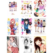 Kanojo Okarishimasu Fotokart 9 Adet Kesilmiş  8*6 cm Pvc Kaplı Süper Hd Kaliteli Baskılı Fotokart